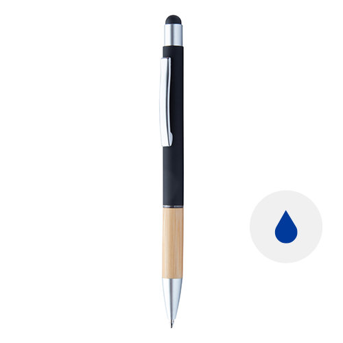 Penna a sfera in bambù e alluminio con finitura opaca in diversi colori e punta touch a refill blu
