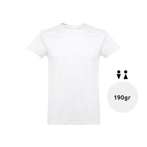T-shirt da bambino unisex bianca a girocollo taglio regolare 100% cotone 190gr