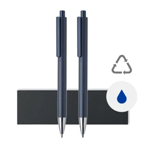 Set di penne in alluminio riciclato con penna a sfera refill blu e penna a grafite