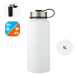 Borraccia termica inox e rame da 1 Litro e doppio coperchio con cannuccia in confezione regalo