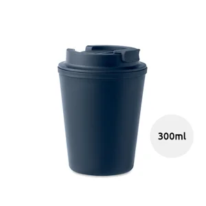 Bicchiere termico a doppio strato con coperchio e cannuccia in plastica riciclata da 300ml