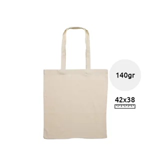 Shopper in cotone con manici lunghi in colore naturale da 140gr 38X42CM