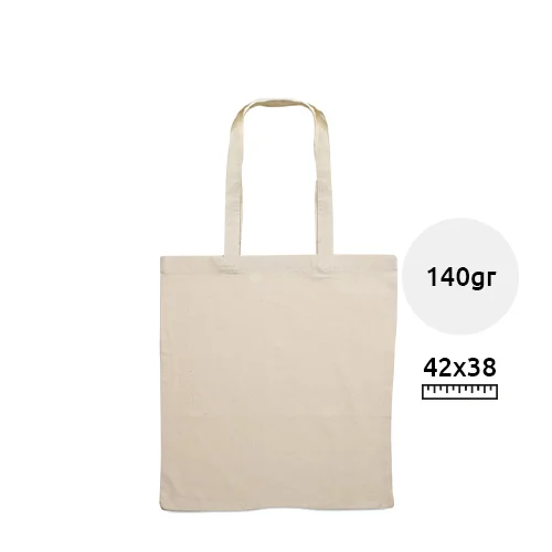 Shopper in cotone con manici lunghi in colore naturale da 140gr 38X42CM
