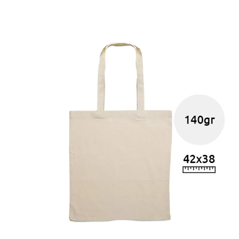 Shopper in cotone con manici lunghi in colore naturale da 140gr 38X42CM