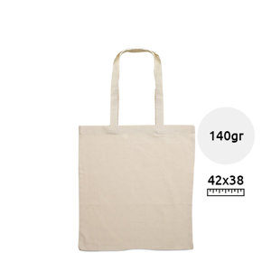 Shopper in cotone con manici lunghi in colore naturale da 140gr 38X42CM