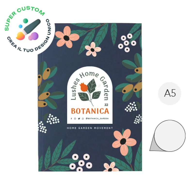 Blocco notes  A5 con copertina flessibile e totalmente personalizzabile da 50 fogli neutri
