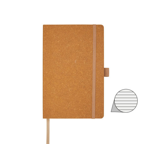 Block notes in pelle riciclata 80 fogli a righe color panna in carta riciclata con elastico portapenne nastro segnalibro e tasca in carta kraft 20.5x13.0cm