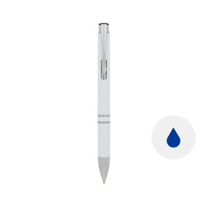 Penna a sfera anti-batterica in plastica con meccanismo a scatto refill blu