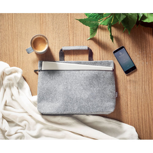 Borsa porta pc da 15" in feltro con cerniera e tasca interna 38x6.5x28cm