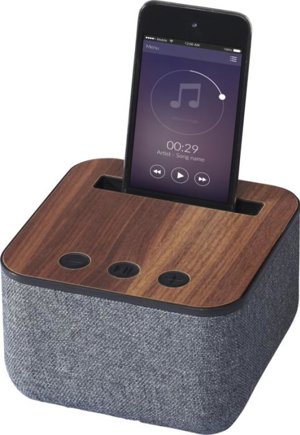 Speaker Bluetooth in tessuto e legno con microfono integrato