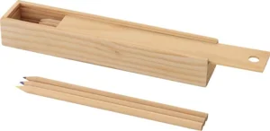 Set di 12 matite colorate in confezione di legno con righello scorrevole