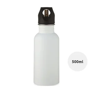 Borraccia sportiva inox da 500 ml collo largo per ghiaccio e coperchio con beccuccio 