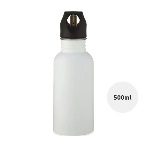 Borraccia sportiva inox da 500 ml collo largo per ghiaccio e coperchio con beccuccio 