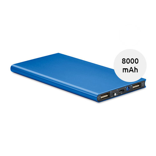 Power bank in alluminio piatto e compatto in diverse colorazioni da 8000mAh