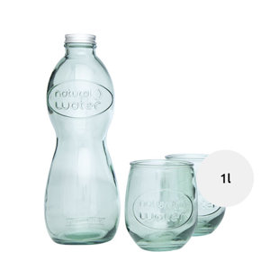 Set di 2 bicchieri da 400ml con bottiglia da 1l in vetro riciclato