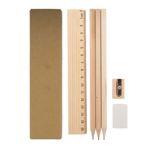 Set composto da matite righello temperamatite e gomma in confezione di cartone