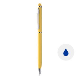 Penna a sfera in alluminio disponibile in vari colori in coordinato con la punta touch e meccanismo a rotazione a refill blu