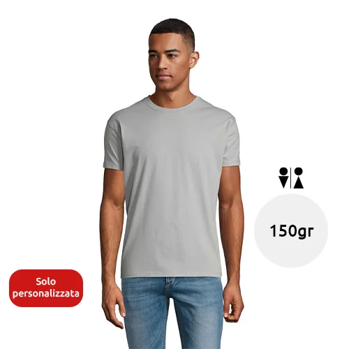 T-shirt unisex colori assortiti a girocollo taglio regolare 100% cotone 150gr