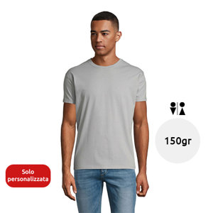 T-shirt unisex colori assortiti a girocollo taglio regolare 100% cotone 150gr
