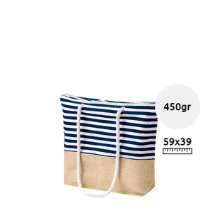 Borsa mare in corone con manici a corda e chiusura con cerniera da 450gr 55x39x15cm