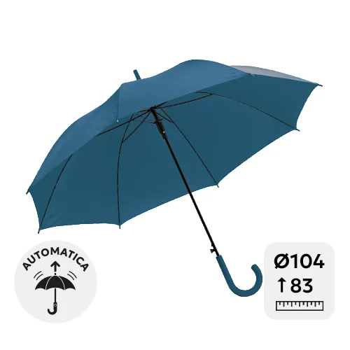 Ombrello automatico 23" con manico rivestito in gomma a uncino