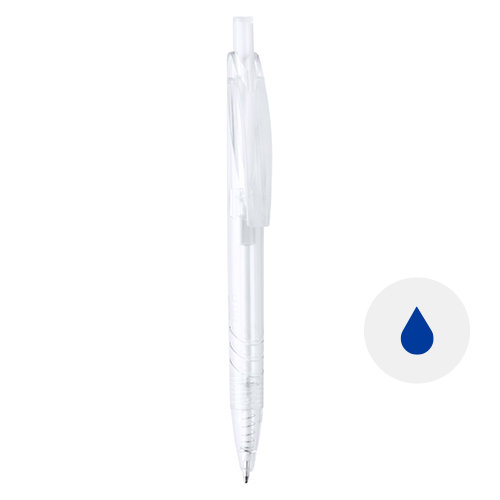 Penna a sfera in RPET trasparente disponibile in vari colori con meccanismo a scatto e refill blu
