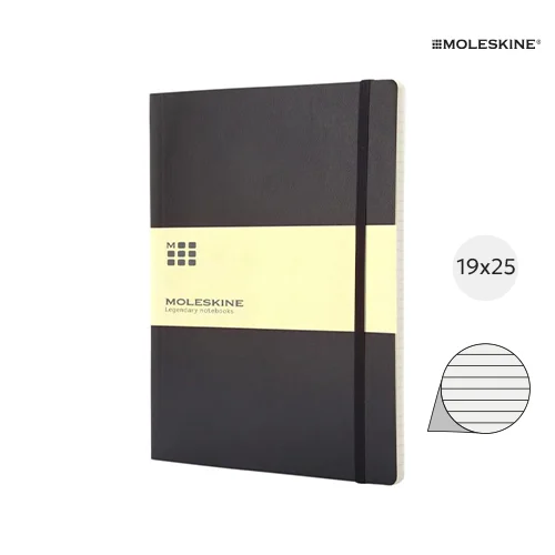 Block note Moleskine con copertina morbida e fogli a righe color avorio 19x25cm