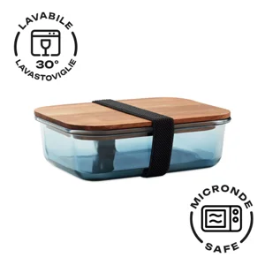 Porta pranzo in vetro con coperchio in legno di acacia da 800ml
