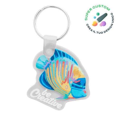 Portachiavi totalmente personalizzabile in acrilico con stampa in full color