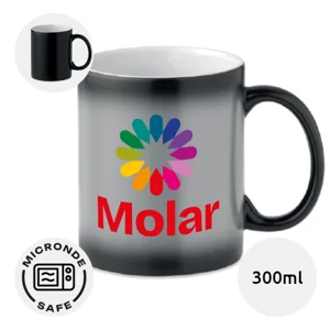 Tazza in ceramica nera da 300ml con rivestimento speciale termosensibile