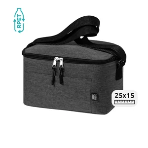 Borsa termica in RPET con tracolla e tasca frontale 25×15×15cm