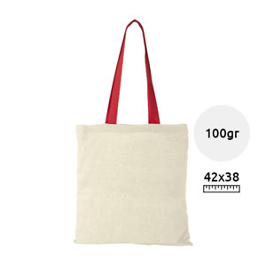 Shopper in cotone con manici lunghi colorati da 100gr 38x42cm