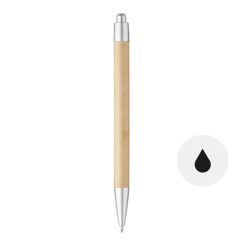 Penna a sfera in carta riciclata e finiture in ABS con meccanismo a scatto e refill nero