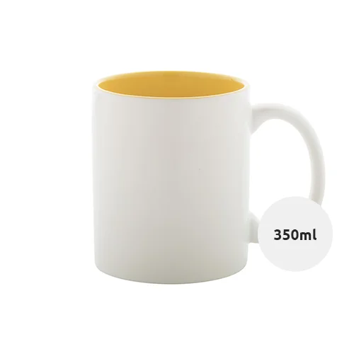 Tazza in ceramica bianca con parete interna colorata e personalizzazione in tinta 350ml