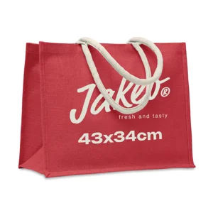Shopper in juta laminata colorata con manici in cotone 43X20X34cm