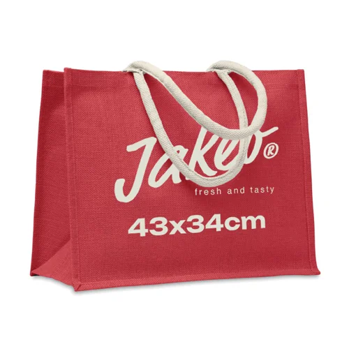 Shopper in juta laminata colorata con manici in cotone 43X20X34cm