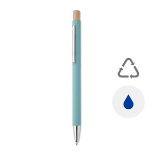 Penna a sfera in alluminio riciclato con finitura gommata refill blu
