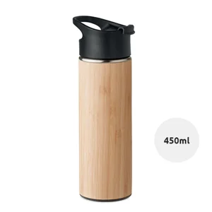Thermos in acciaio inox e bambù doppio strato isolante 450ml
