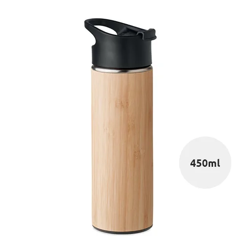 Thermos in acciaio inox e bambù doppio strato isolante 450ml