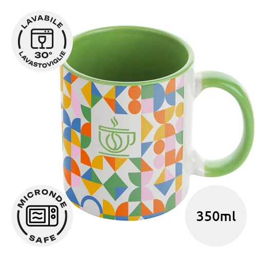 Tazza in ceramica con interno e manico colorati da 350ml ideale per sublimazione con scatola regalo