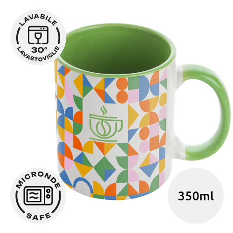 Tazza in ceramica con interno e manico colorati da 350ml ideale per sublimazione con scatola regalo
