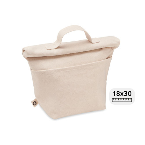Borsa termica in cotone e poliestere riciclato con chiusura a strappo 18X14X30cm