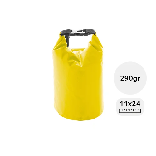 Sacca impermeabile colorata con moschettone in plastica da 290gr 11x24cm