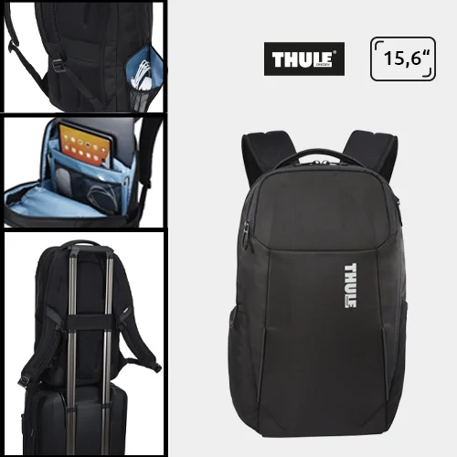 Zaino porta pc da viaggio Thule da 15.6" in poliestere riciclato con scomparto SafeZone e cinghia pettorale regolabile