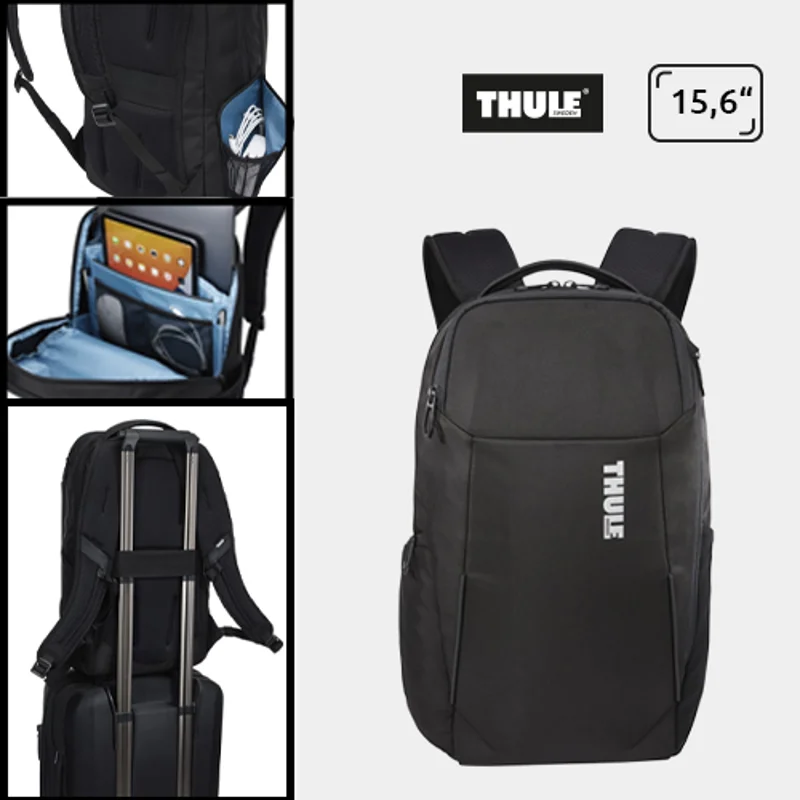Zaino porta pc da viaggio Thule da 15.6" in poliestere riciclato con scomparto SafeZone e cinghia pettorale regolabile