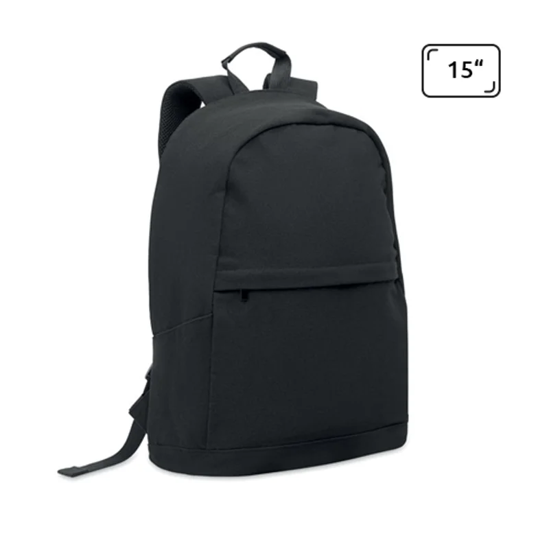 Zaino porta pc da 15" in cotone e poliestere riciclato con tasca frontale e spallacci imbottiti
