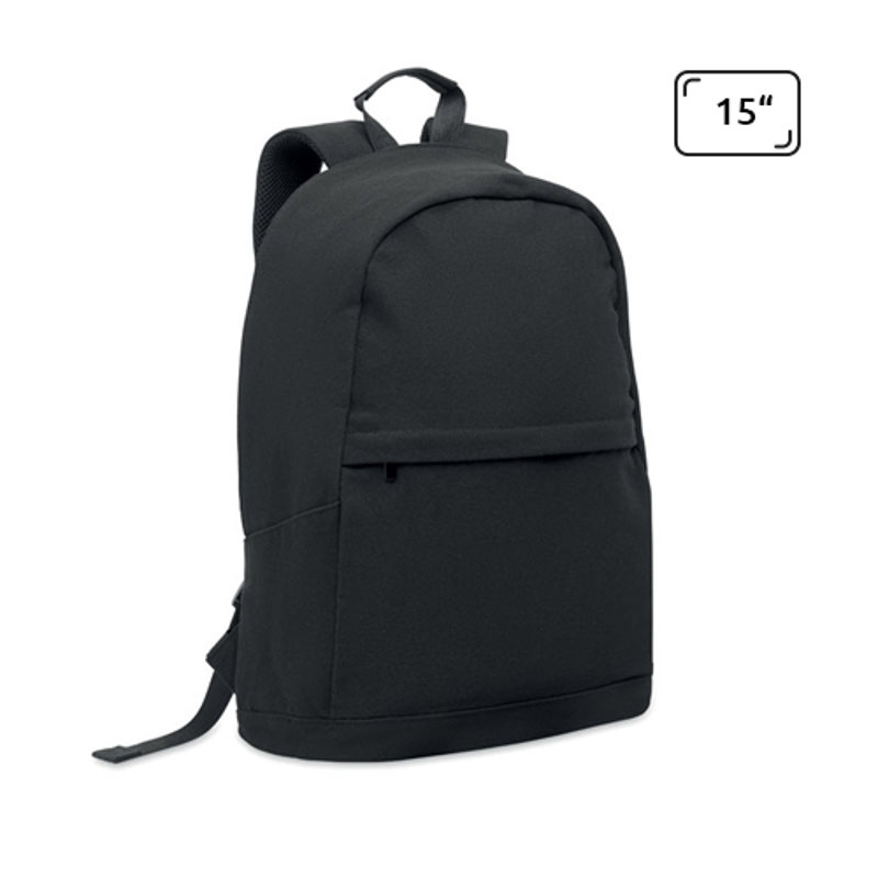 Zaino porta pc da 15" in cotone e poliestere riciclato con tasca frontale e spallacci imbottiti