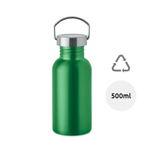 Borraccia in acciaio inox riciclato con coperchio e manico da 500ml