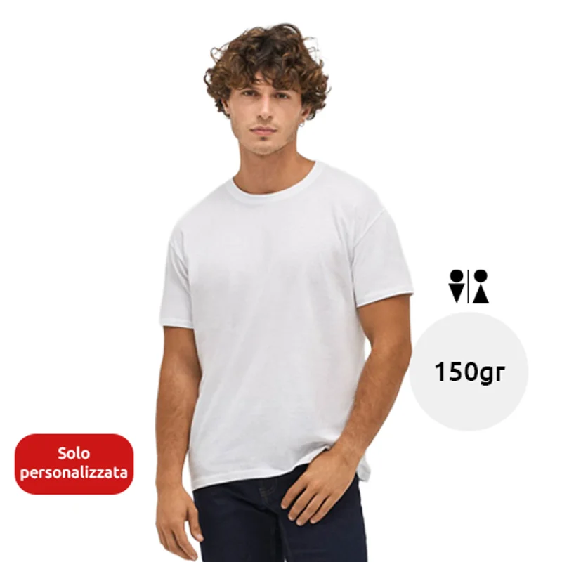 T-shirt unisex a girocollo in 100% cotone taglio moderno da 150gr