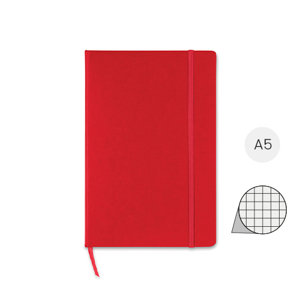 Block notes A5 con 96 fogli a quadretti con elastico e segnapagina in coordinato